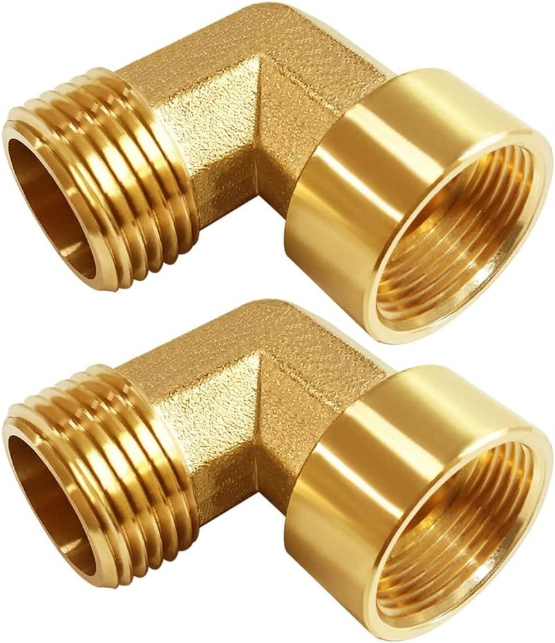 Uenede قطعتين من نحاس 3/4" NPT أنثوي إلى 3/4" NPT ذكر زاوية توصيل أنبوب للماء/زيت/غاز - Image 1